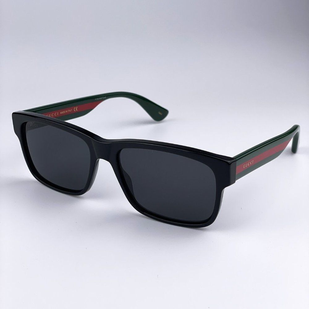 NEW Gucci GG0340S 006 Rectangle Black Green Sunglasses - Picture 5 of 14